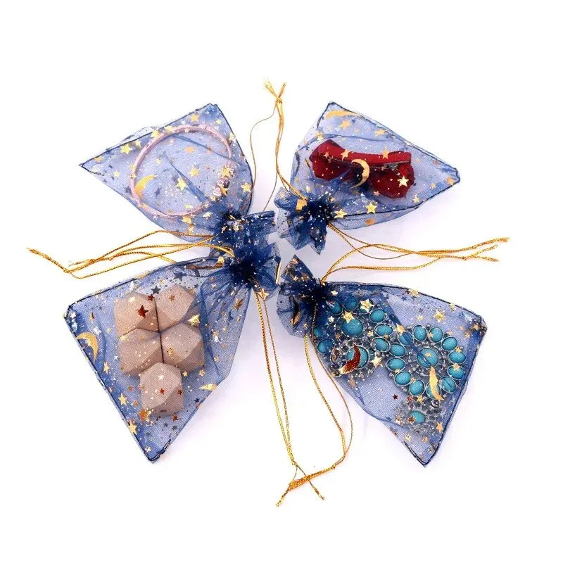 50pcs Star Moon Organza Drawstring Gift Bags – Wedding Favors