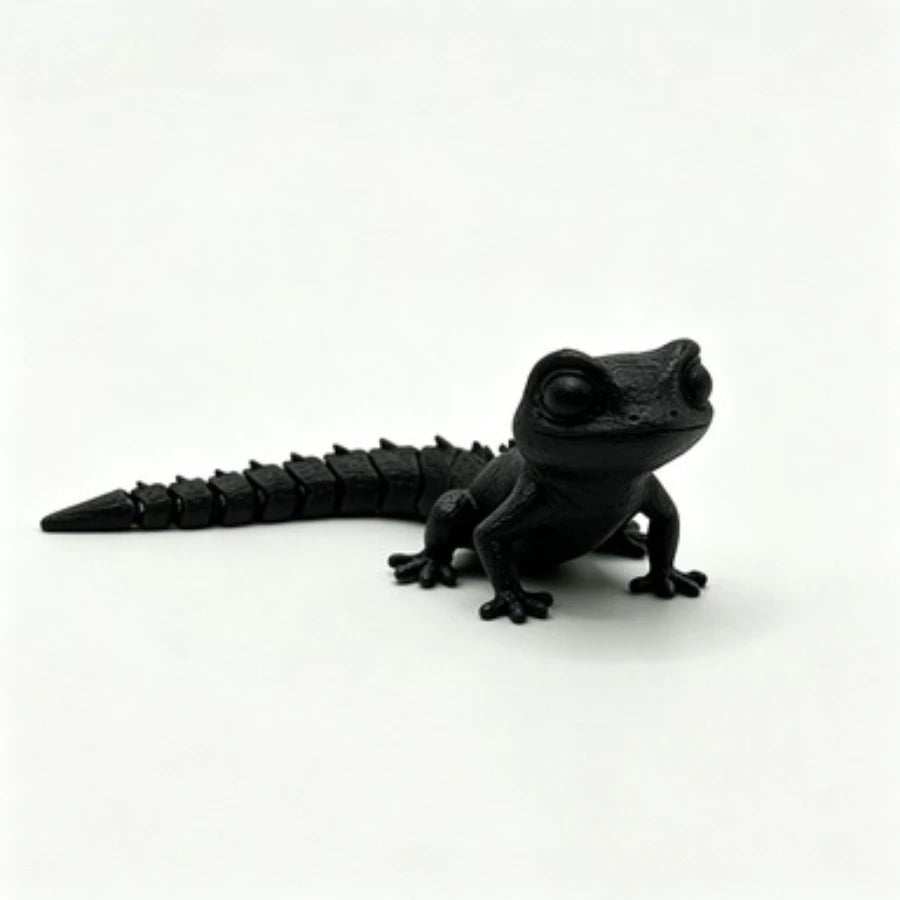 3D Printed Articulated Gecko Lizard ToyJoints Stress Relief Sensory Toy for Kids Adults Desktop Decor Gifts Reptile Model Gecko Oasis Select black