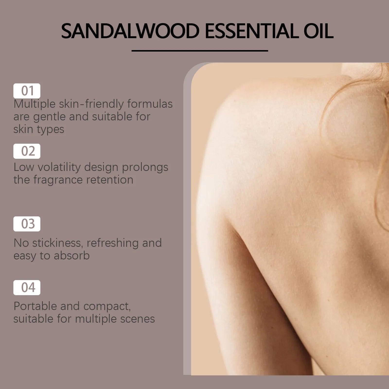 Sandalwood Essential Oil for Massaging Face Body Moisturizing Nourishing Long Lating Fragrance Reduce Dryness Soothing Skin Care Oasis Select