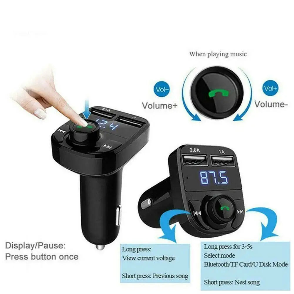Bluetooth FM Transmitter Car Hands-Free Calling Radio Receiver Mp3 Music Stereo Adapter Dual USB Port Charger New Oasis Select