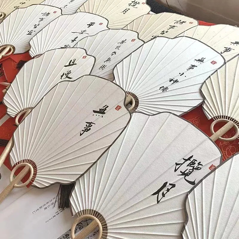 Hand-made group fan ancient Zen style Hanfu palace fan handwriting calligraphy painting Japanese style diy fan Oasis Select