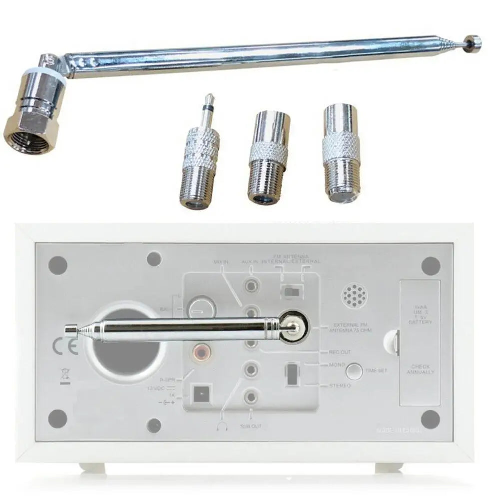 Telescopic FM Radio Antenna – 3.5mm, PAL & F-Type Adapters