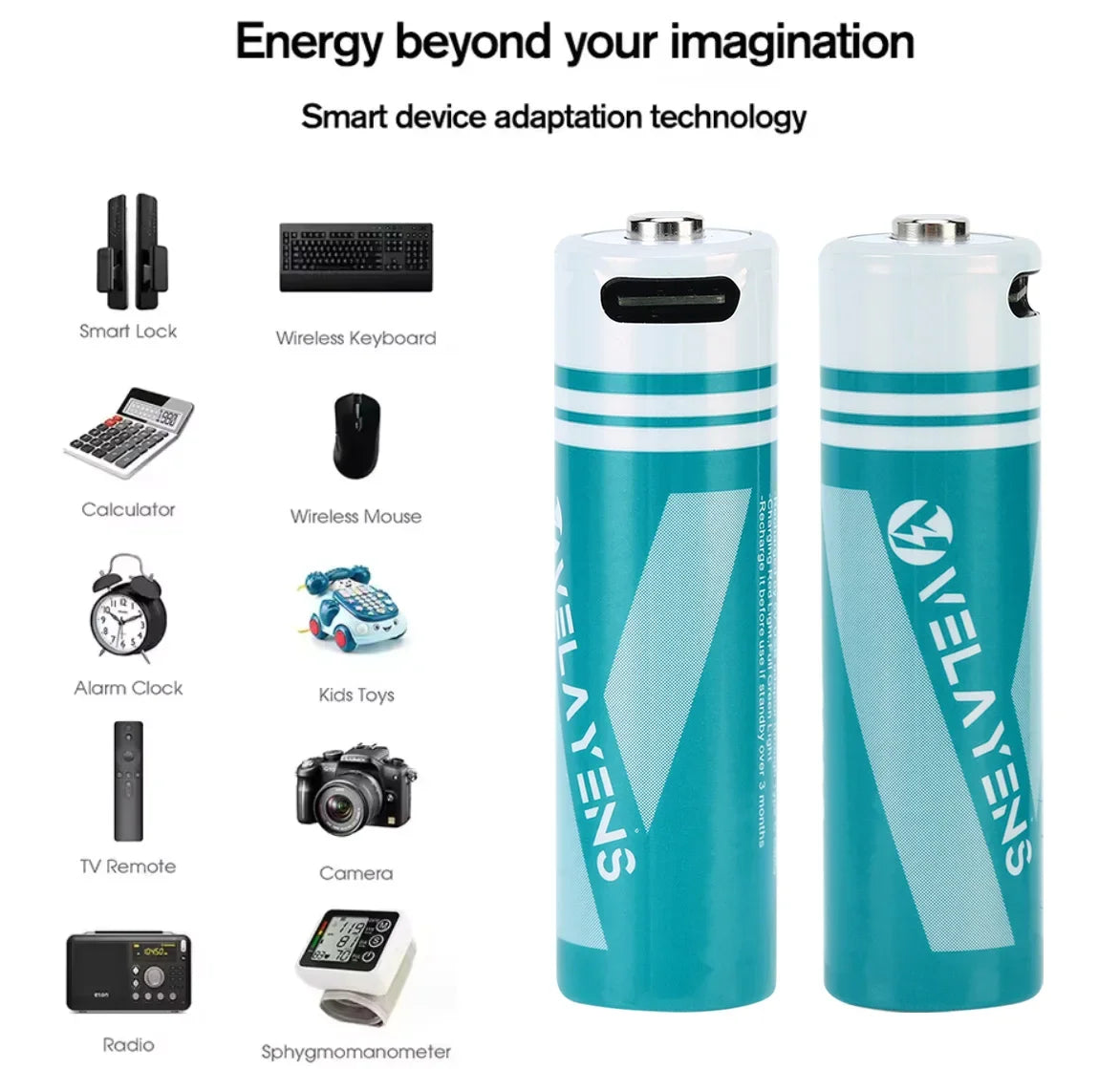 1.5V USB Rechargable Lithium Battery AA 2200mAh + AAA 600mAh Actual Capacity Fast Charging 2000+ Charge Cycles Oasis Select
