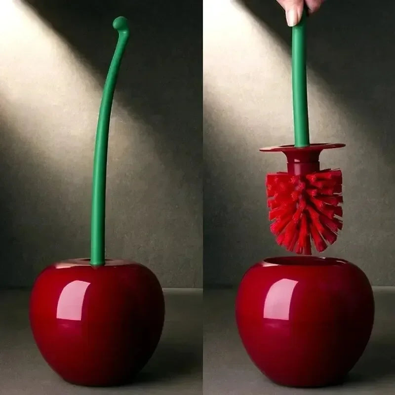 1pc Red Toilet Brush Creative Lovely Cherry Shape Lavatory Toilet Brush Holder Set Toilet Holder Bathroom Accessories Oasis Select 1pc wine red
