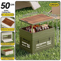 Large-capacity wooden cover foldable storage box for outdoor camping storage box table integrated vehicle camping trunk Oasis Select green