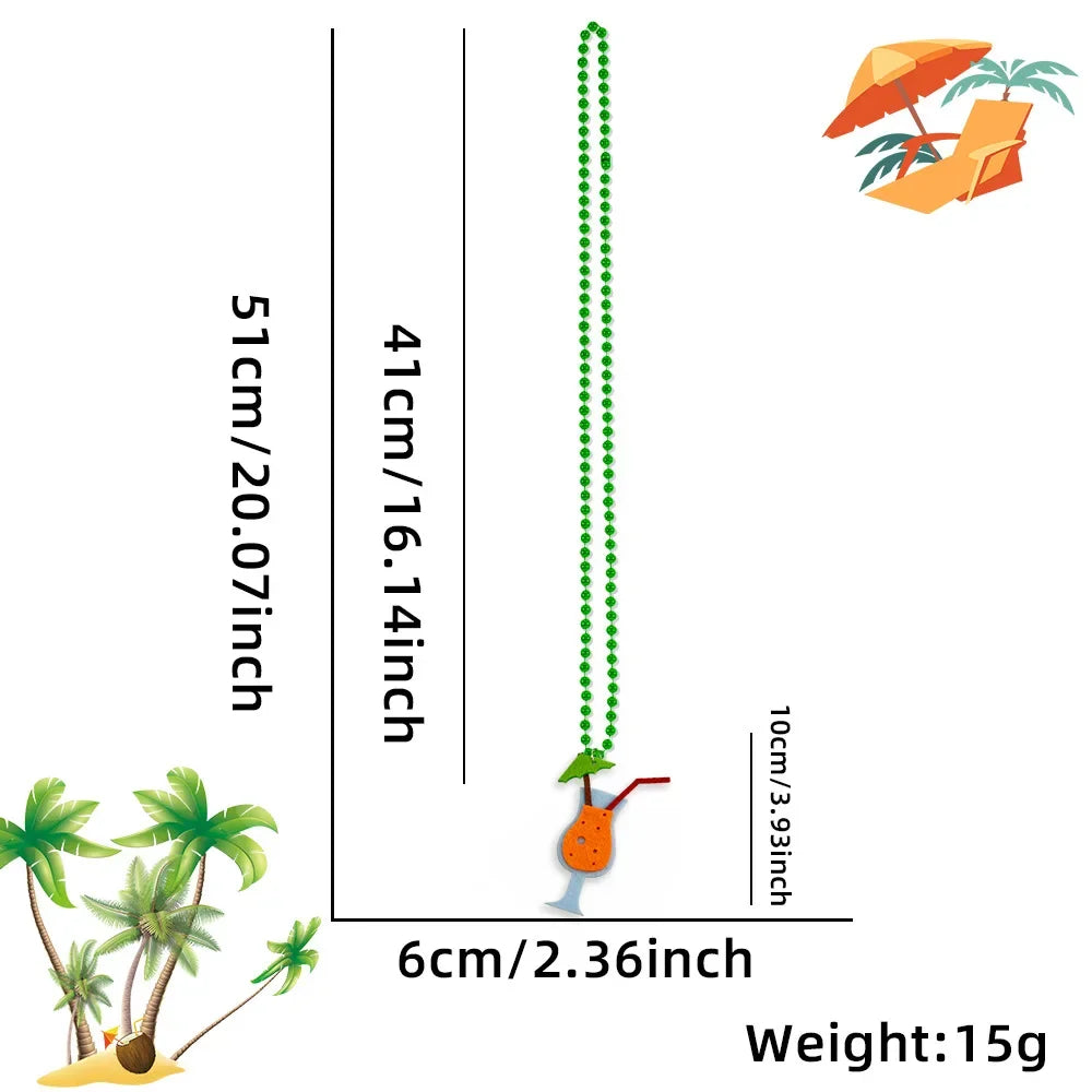 Summer Beach Party Necklace Tropical Charms for Hawaiian Themed Mardi Gras Plastic Beads - Flamingo Crab Oasis Select H