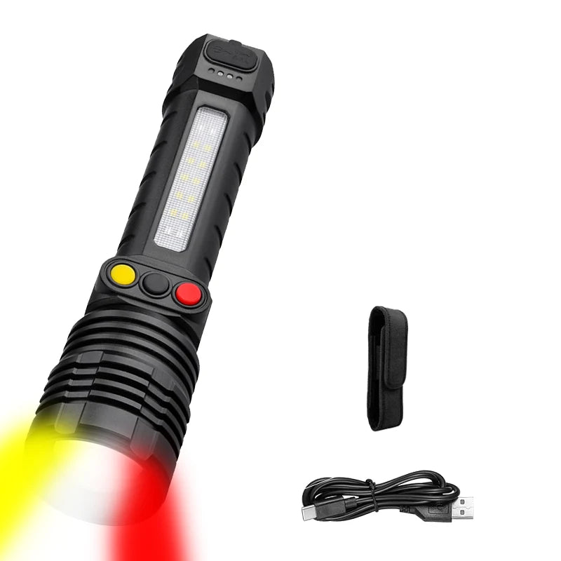 Rechargeable 30W LED Flashlight Ultra Bright Tactical Zoom Spotlight Flashlights for Outdoor Hunting Security Self-defense Torch Oasis Select 491A Package A ZOOM