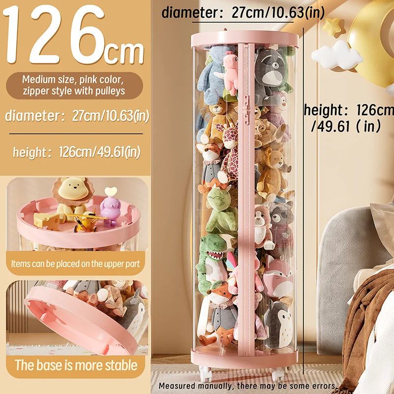 Transparent Doll Storage Box Plush Toy Organization Tube DIY Zipper