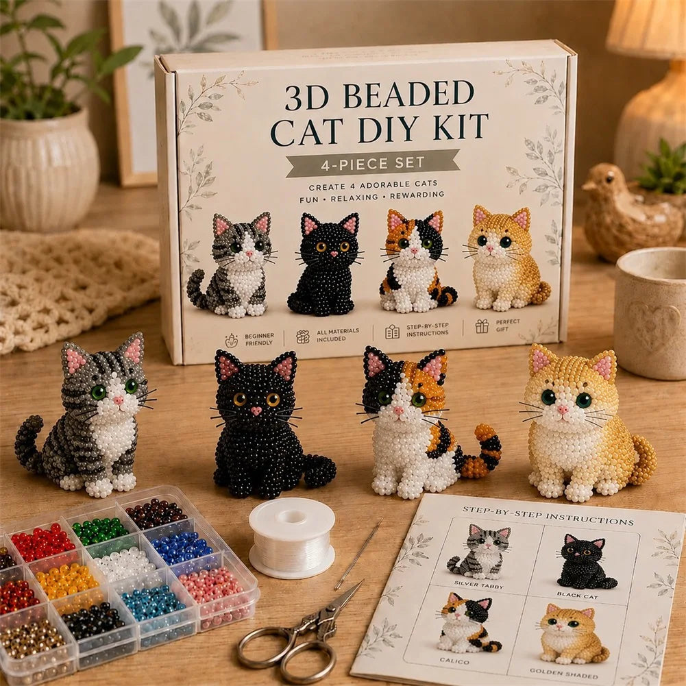 3D Beaded Animal Craft Kit – DIY Bead Pet Keychain Making Set