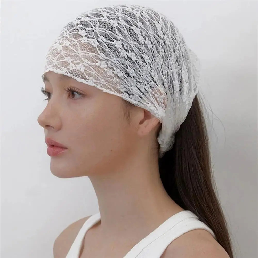 Spring Summer Mesh Lace Headband Hollow-out Breathable Elastic Hair Wrap Lightweight Styling Hair Accessories for Women Oasis Select
