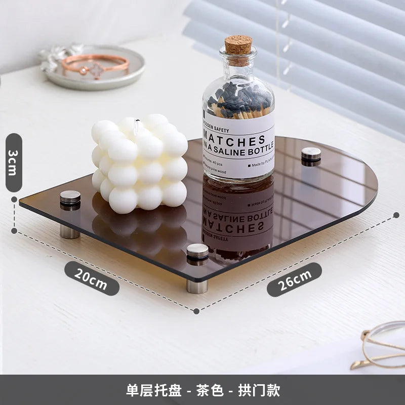 Acrylic Decorative Tray Organizer | Desk, Vanity & Shelf Display