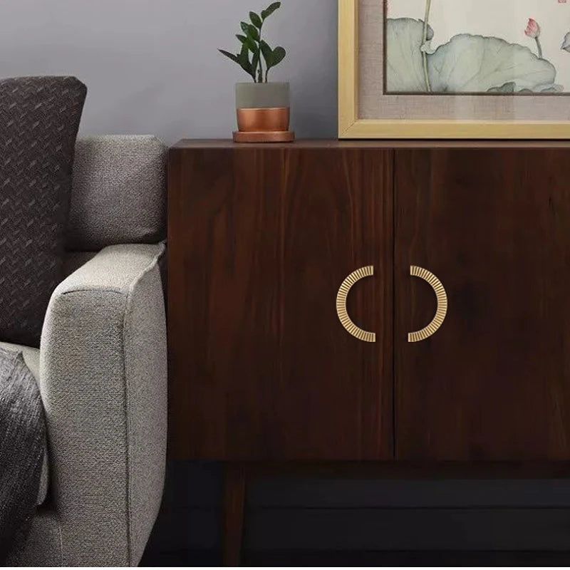 1 Pc New Textured Brass Semi-Circle Cabinet Handle Wardrobe Pull Wine Book Knob Round Furniture Door Handles Oasis Select Default Title