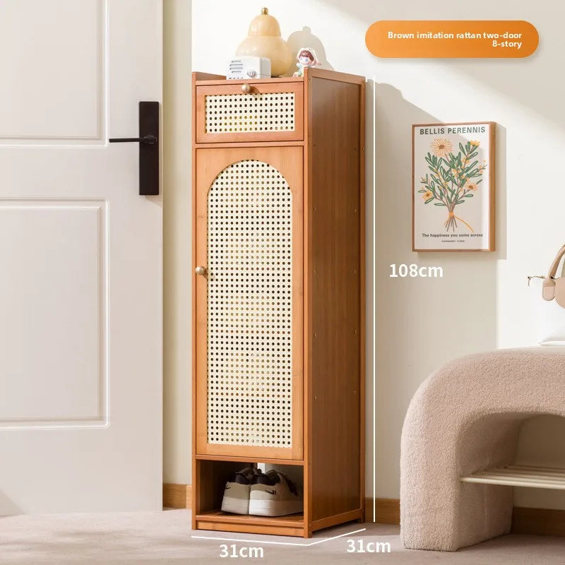 Shoe cabinet storage artifact space-saving indoor entrance small narrow shoe rack 2025 new dust-proof storage cabinet Oasis Select Brown eight-drawer 1