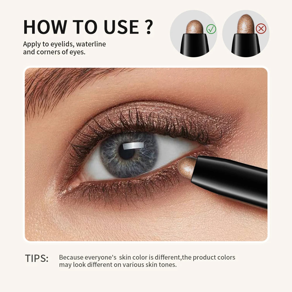 Eyeshadow Stick Highlighter Brightening Pen with Pearly Glitter & Matte Finish Shadow Eyeshadow Pencil Crayon Eyeliner Cosmetic Oasis Select