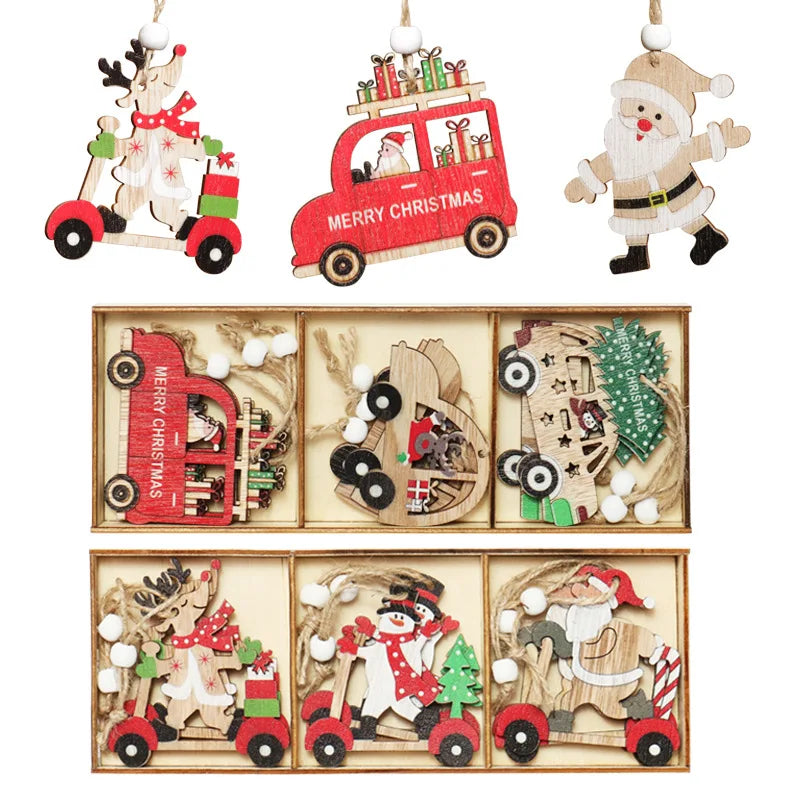 Christmas Decorations Wooden Elderly Snowman Combination Hanging Christmas Tree Pendant Oasis Select
