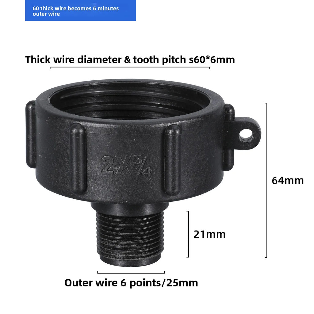 IBC Tank Adapter 60mm to 1/2'' 3/4'' 1'' 2'' Fine Thread Water Pipe Connector High Quality BSP Male Reducing Fittings 1Pcs Oasis Select black 25mm