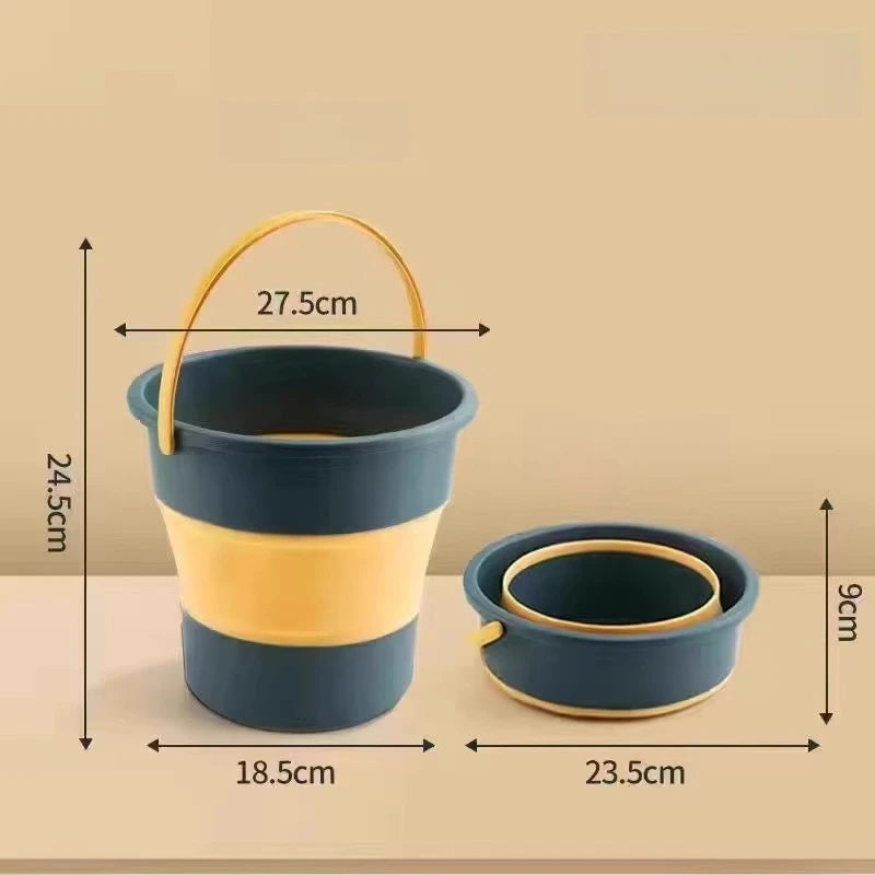 Folding bucket Portable station wagon Car fishing bucket Household large-capacity bathing foot bucket Thickened plastic Oasis Select blue M