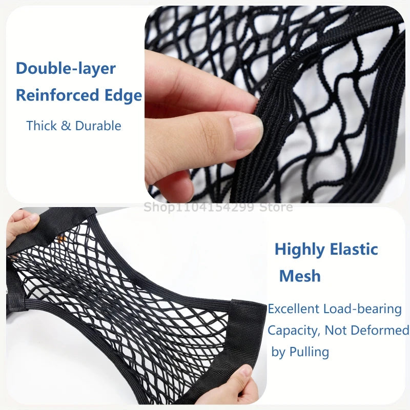 Car Back Rear Trunk Organizer Net Mesh Seat Elastic String Magic Sticker Universal Storage Bag Pocket Auto Put Paper Stowing Oasis Select