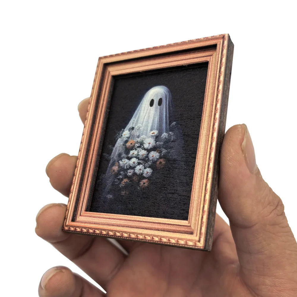 Halloween Magnetic Three-dimensional Fridge Magnet Ghost Witch Photo Frame Wooden Magnetic Decoration Oasis Select