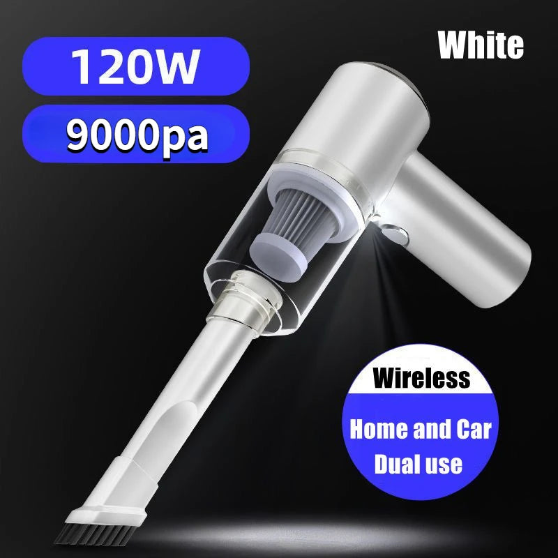 9000Pa Wireless Car Vacuum Cleaner USB Charging 1200mAh Portable Cleaning Appliance Mini Wet and Dry Vacuum Cleaner Household Oasis Select White
