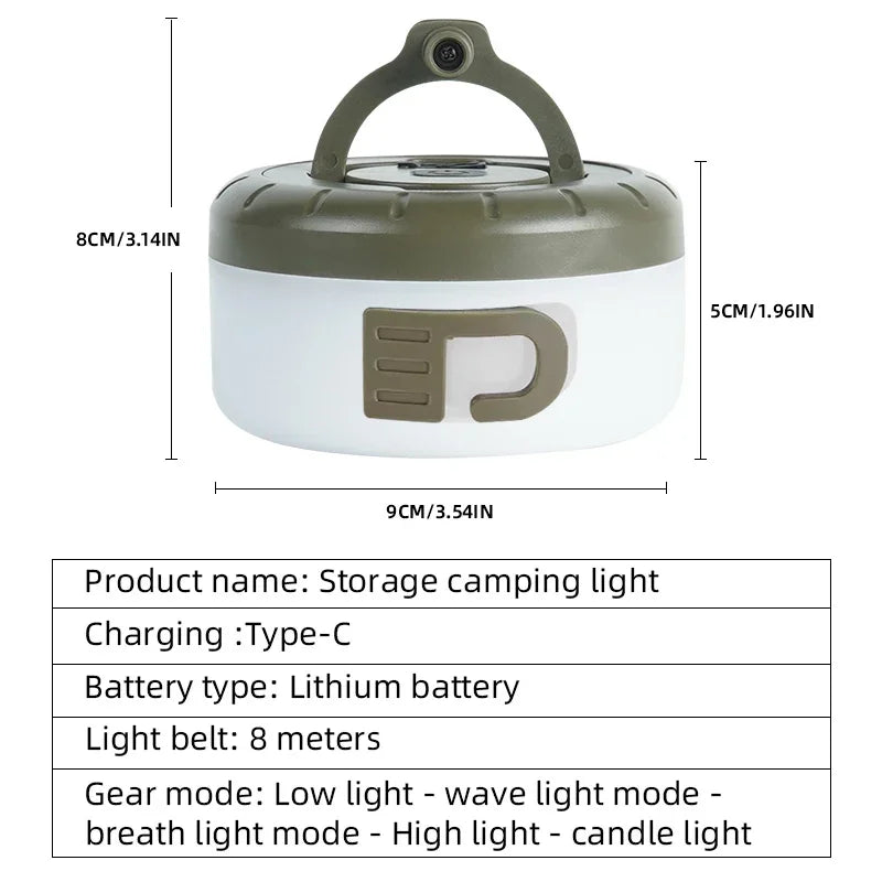 LED Light String Portable Camping Lights 1800mAh Rechargeable 8m Outdoor Atmosphere Tent Wedding Christmas Decor Strip Star Lamp Oasis Select