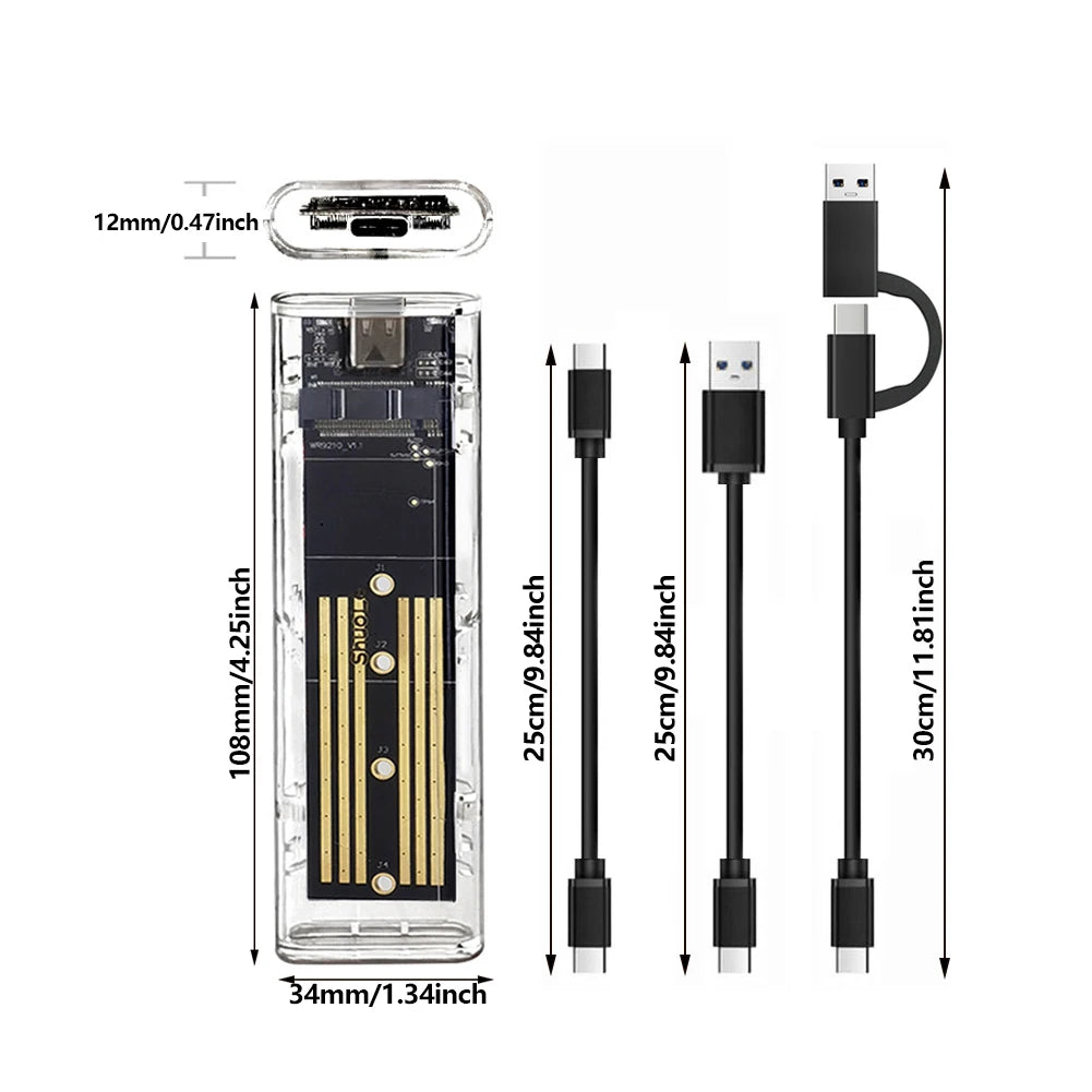 M.2 SSD Enclosure USB-C 10Gbps | NVMe & SATA Dual Protocol