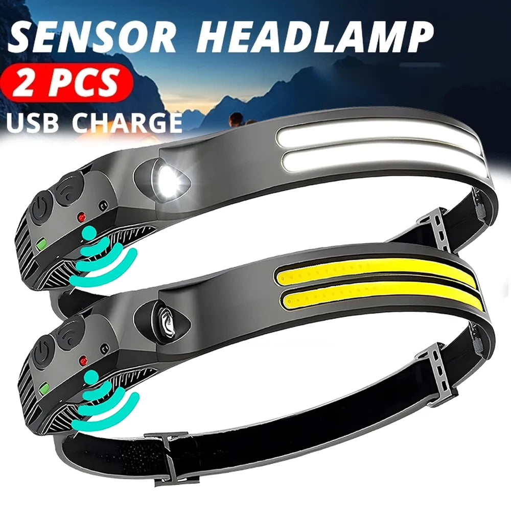 High Power COB LED Sensor Headlamp USB Rechargeable with Built-in Battery Waterproof Head Light Outdoor Camping Head Lantern Oasis Select