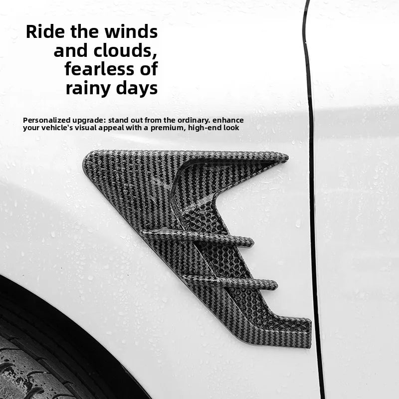 2pcs Car Shark Gill Fender Vent Stickers – Carbon Fiber & Black