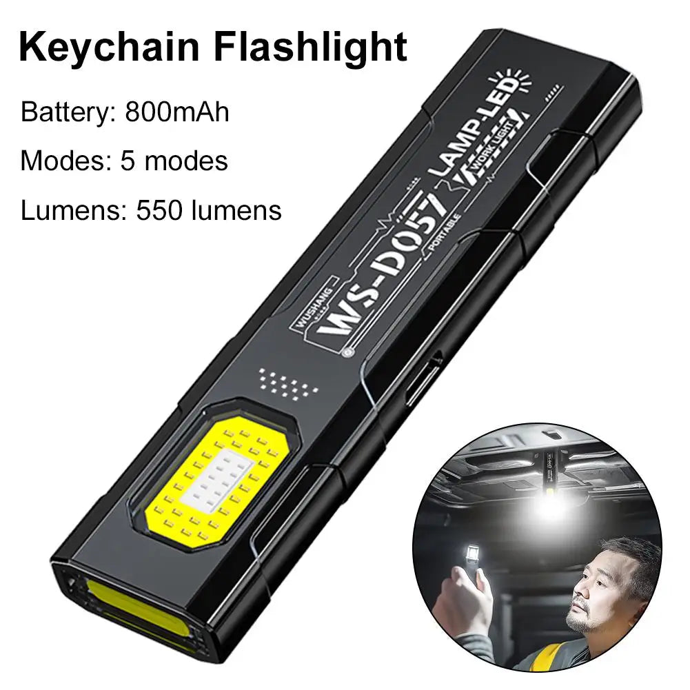 LED Keychain Flashlight USB Rechargeable 600Lm Portable EDC Mini Torch Light Pocket Lantern Flood Work Light With Magnet Oasis Select