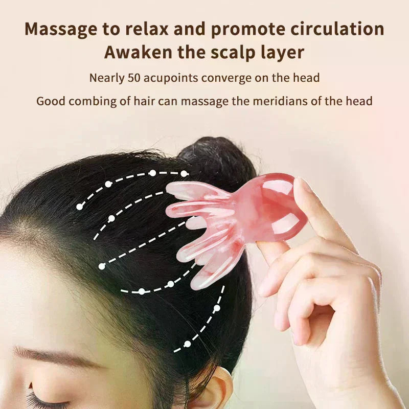 Resin Octopus Massage Comb Head Meridian Scraping Scalp Massage Brush Acupuncture Gua Sha Massage Comb Fatigue Relief Massage Oasis Select