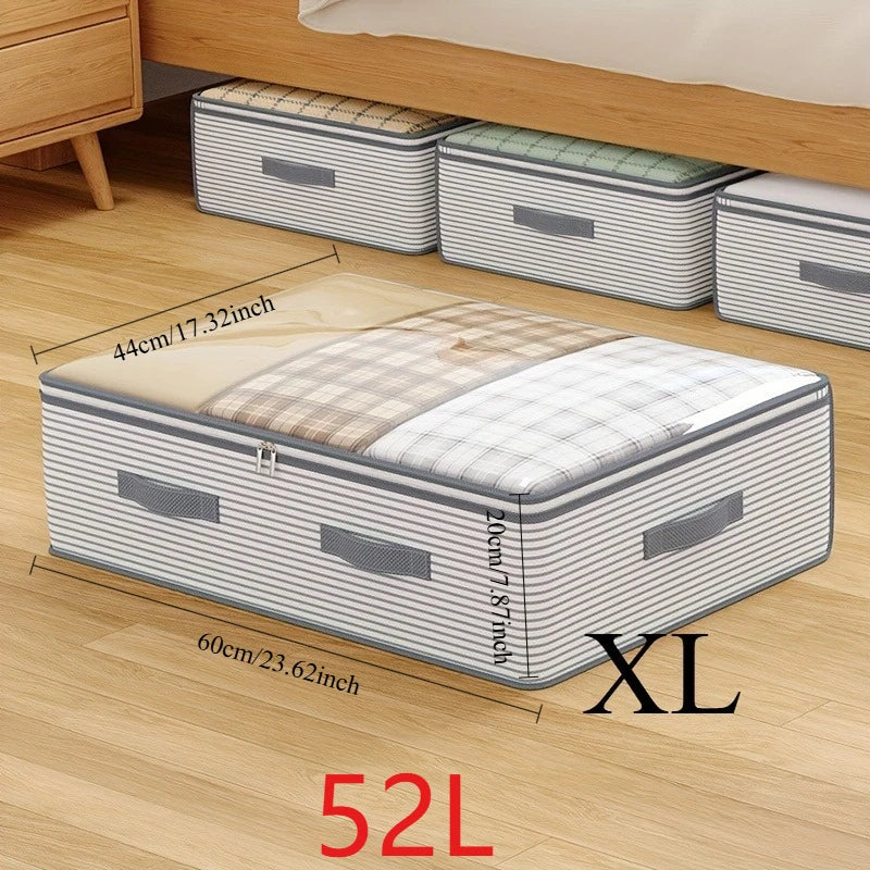 Large Capacity Clothes Storage Bag Heavy Duty Non-woven Organizer Box Clear Window for Comforters Blankets Bedding Under Bed Oasis Select XL