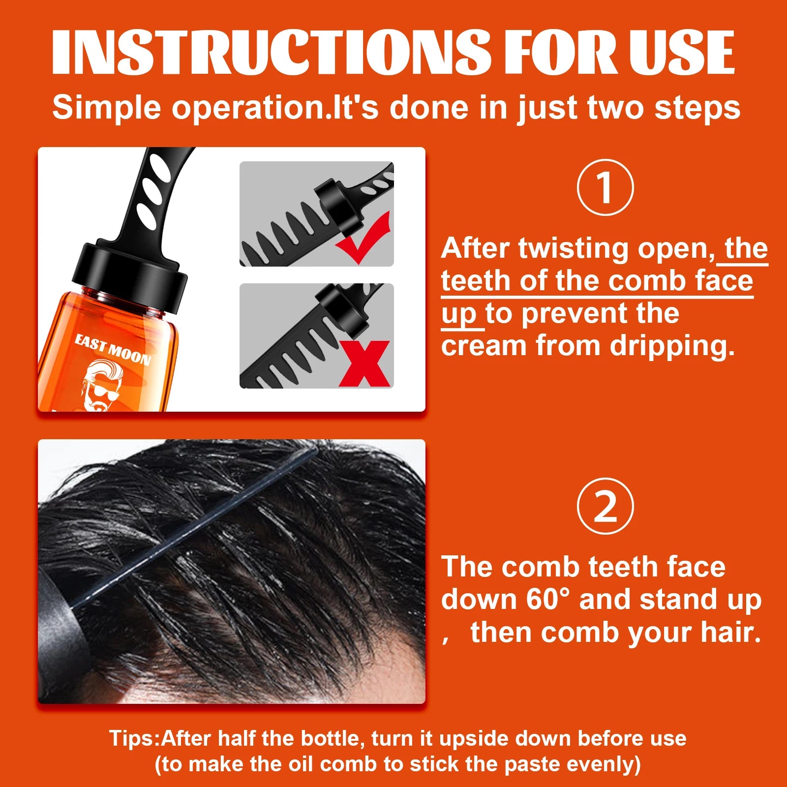2 in 1 Hair Wax Gel With Wide Tooth Comb Men Long-lasting Fluffy Hair Styling Oil Hair Styling Cream Liquid Fluffy Comb 100ml Oasis Select