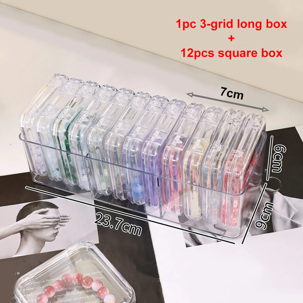 Transparent Nail Storage Box, Fake Nail Display Box, Bracelet, Jewelry, Jewelry Organizing Box Oasis Select 3-grid long box 12 square boxes