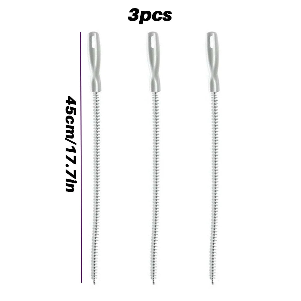 1-3pcs flexible drain hair removers, pipe hair cleaning, drain cleaning brushes, 45/60 cm, toilet unclogging, blockage removal Oasis Select 45pcs 3pcs
