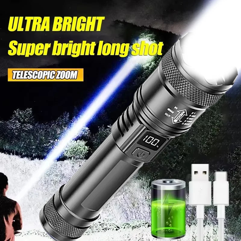 Tactical LED Flashlight 2000LM Zoom Torch | USB Rechargeable