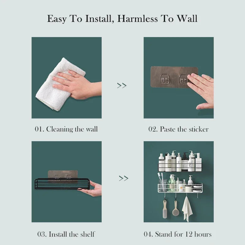 1/2PCS Bathroom Metal Shelf No-Drill Metal Corner Shelf Shower Storage Shelf Bracket Bathroom Accessory Organizer Shampoo Shelf Oasis Select