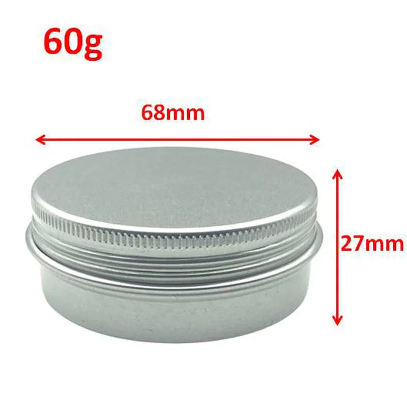10Pcs 5g/10g/30g/50g Metal Round Tins Aluminum Empty Silver Cans With Screw Lid Jars For Salve Spices Candles Lipstick Cosmetic Oasis Select Metal 10pcs 60g