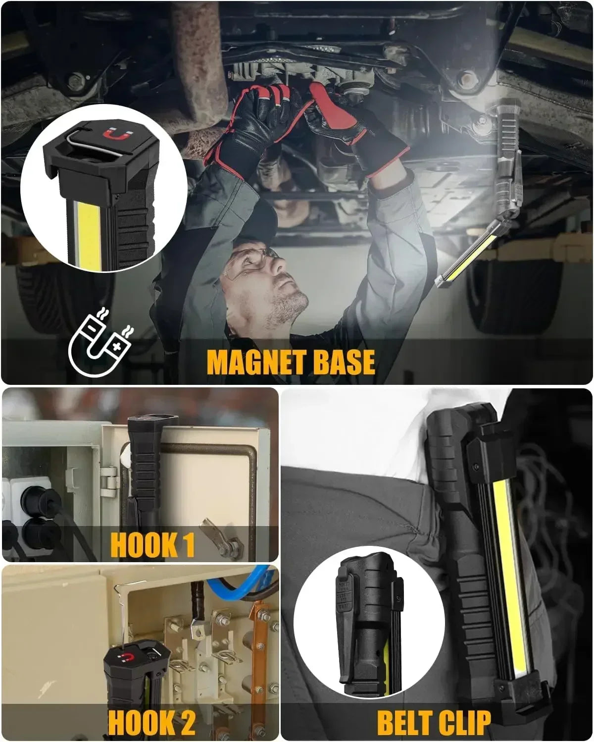 Foldable Work Lights 1000 Lumens Rechargeable Lantern Magnetic Camping Lamp Built-in Battery Camping Equipment Waterproof Torch Oasis Select