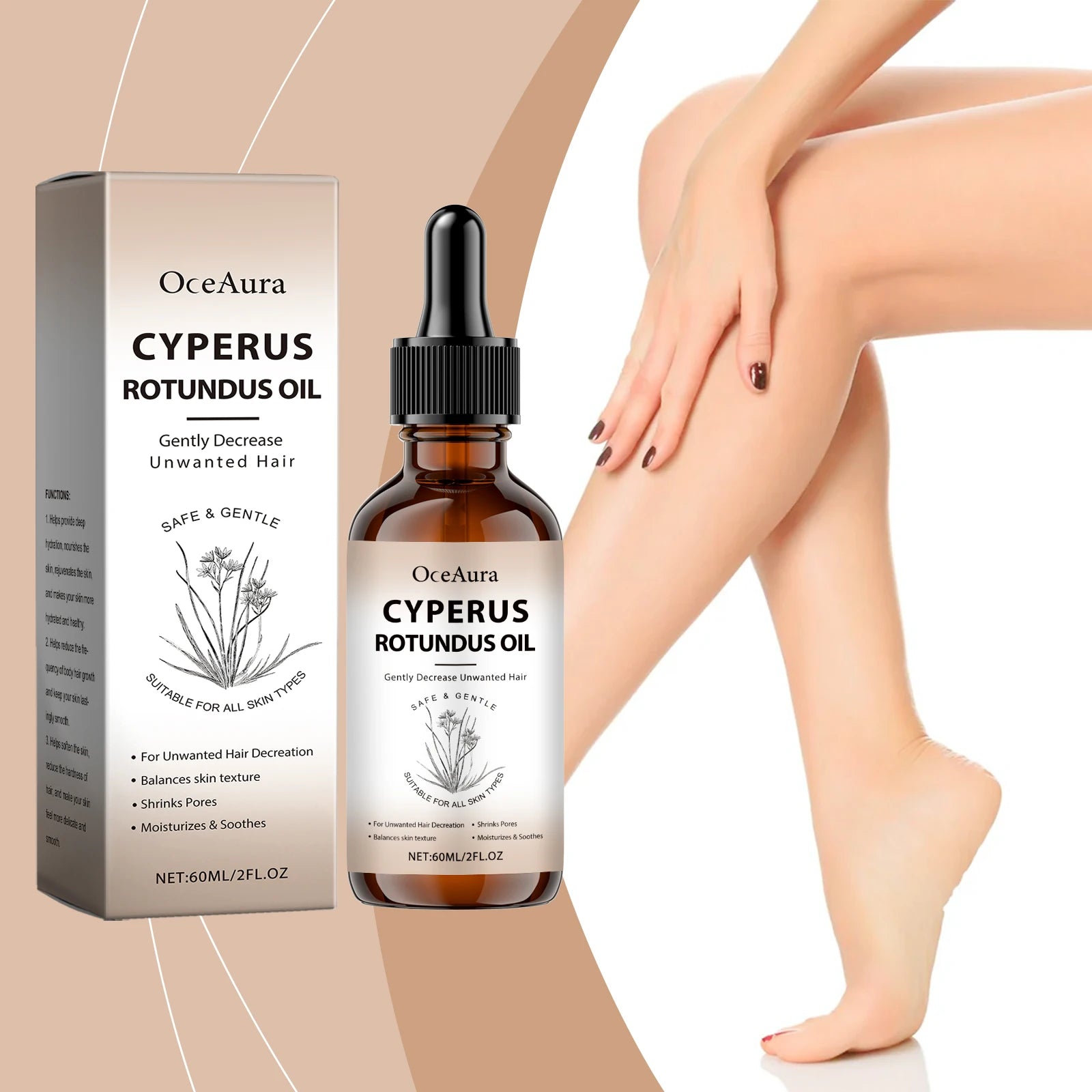 Body Hair Removal Oil for Hair Removal Essence Reduce Armpit Arms Body Hair Inhibitor Shrink Pores Smooth Skin Care Serum Oasis Select