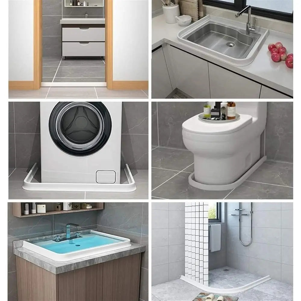 Collapsible Shower Water Dam Waterproof Dry and Wet Separation Water Barrier Strip Self Adhesive Shower Guards Bathroom Kitchen Oasis Select