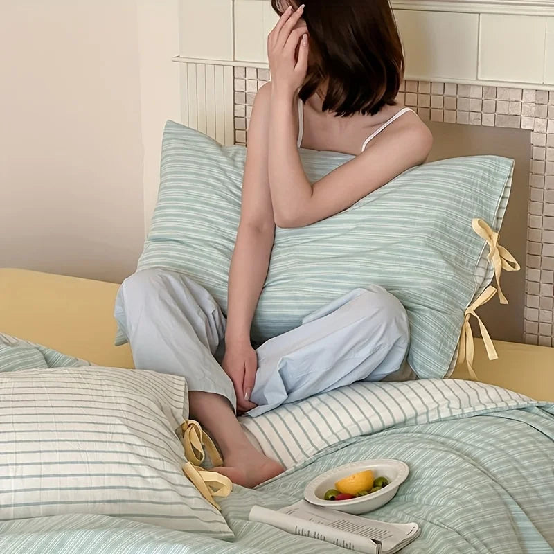 48x74cm Double Sided Stripes Bow Pillow Cases Soft Comfortable Covers Cotton Pillow Cover Pillow Sham Beds Home Decoration gifts Oasis Select
