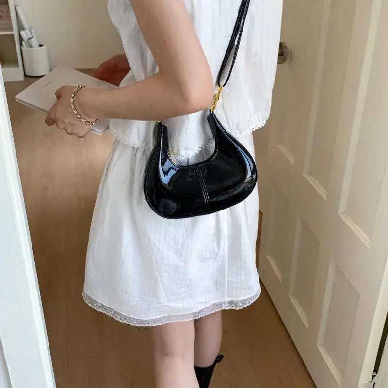 Women's Mini PU Leather Crossbody Bag – Gold Hardware Bucket