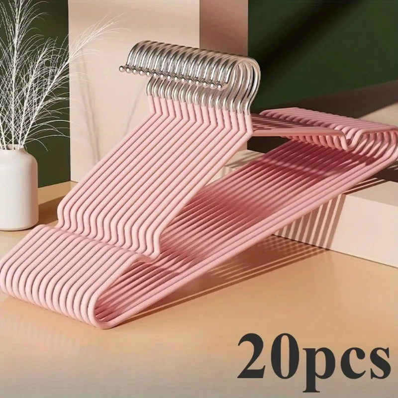 20/30pcs Metal Clothes Hangers, Anti-Slip Heavy Duty Space Saving Hangers for Closet Organization, Garage, Boutique & Home Use Oasis Select 20pcs pink