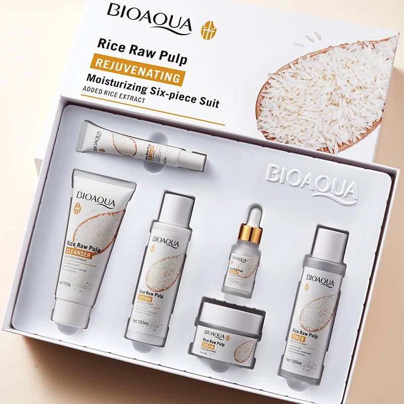 BIOAOUA Rice Puree 6-Piece Moisturizing Facial Skincare Set