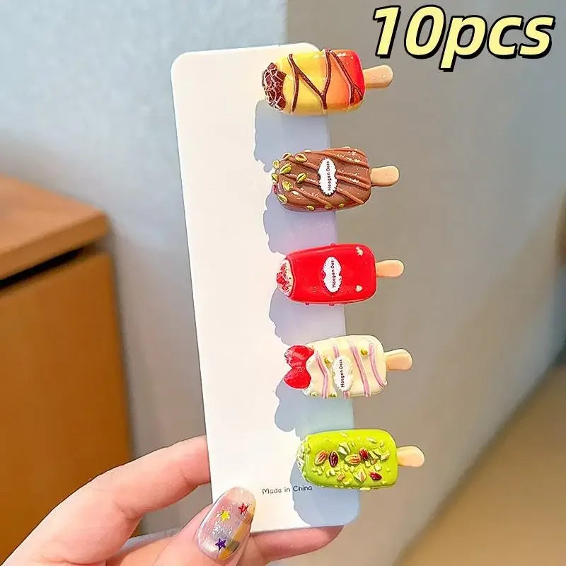10Pcs Ice Cream Mini Duckbill Hair Clips for Women | Cute Set Hair Clips Set Oasis Select A4