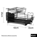 Dish drain rack Double-layer multifunctional bowl and chopstick storage rack Household kitchen water cup rack Oasis Select black