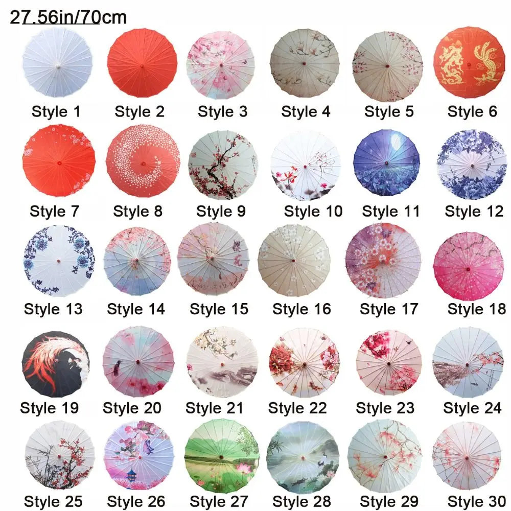 Handmade Silk Cloth Women Umbrella Waterproof Rain Proof Chinese Oil Paper Umbrella Decorative Ancient Dance Umbrella Oasis Select