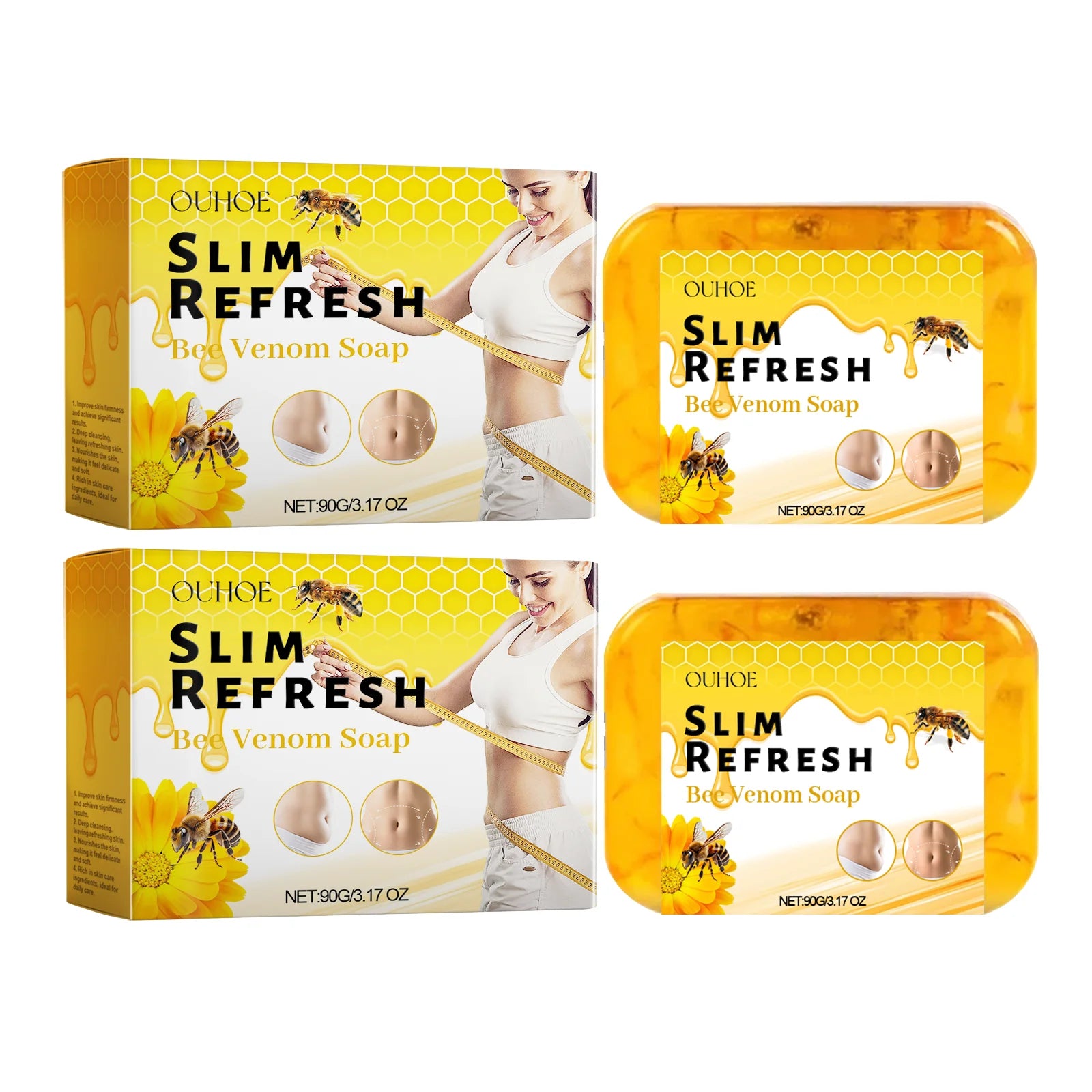 Bee Venom Firming Body Soap Toning Bath Bar Deep Nourishing Hydrating Complex For Smooth Soft Skin Gentle Daily Cleansing Oasis Select 2pcs