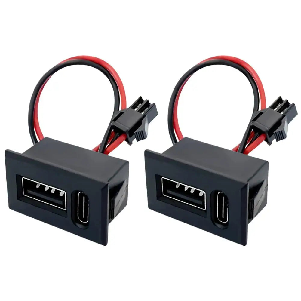Dual USB-A & USB-C Panel Socket Module with Cable – 11cm