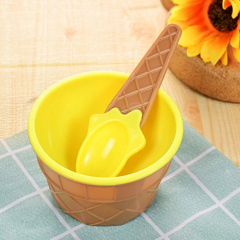1Set New Kids Ice Cream Bowl Spoon Set Durable Children Gifts Lovely Dessert Bowl DIY Ice Cream Tools icecream bowl+spoon Oasis Select style B